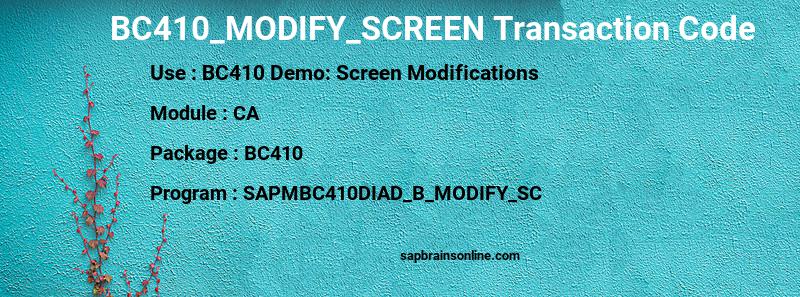 SAP BC410_MODIFY_SCREEN transaction code