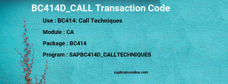 SAP BC414D_CALL transaction code
