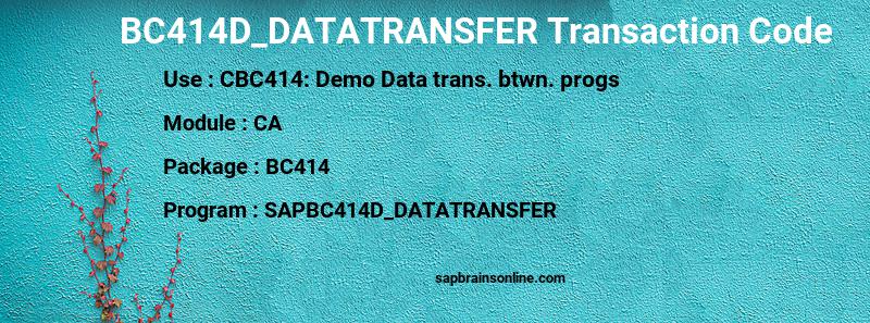 SAP BC414D_DATATRANSFER transaction code