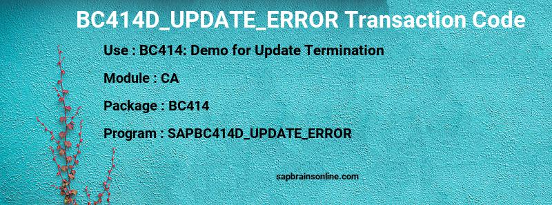 SAP BC414D_UPDATE_ERROR transaction code