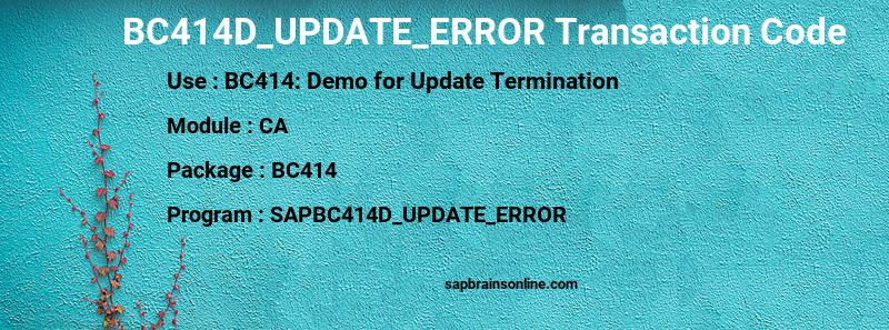 SAP BC414D_UPDATE_ERROR transaction code