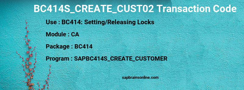 SAP BC414S_CREATE_CUST02 transaction code