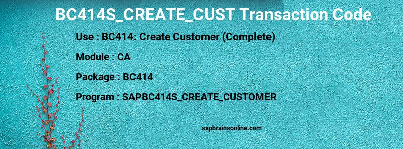 SAP BC414S_CREATE_CUST transaction code