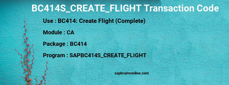 SAP BC414S_CREATE_FLIGHT transaction code