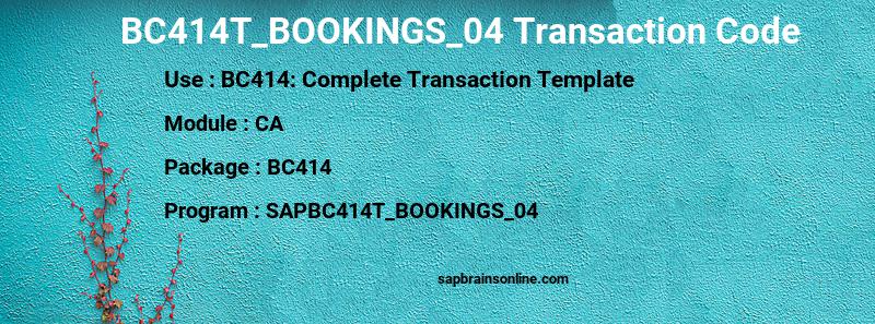 SAP BC414T_BOOKINGS_04 transaction code