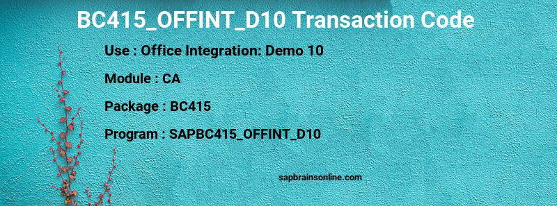 SAP BC415_OFFINT_D10 transaction code