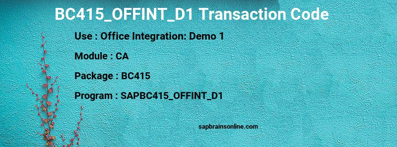 SAP BC415_OFFINT_D1 transaction code