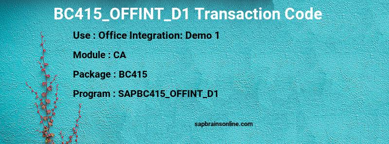 SAP BC415_OFFINT_D1 transaction code