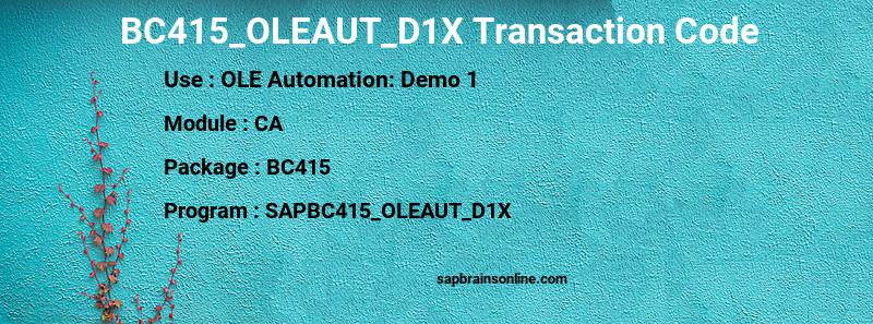 SAP BC415_OLEAUT_D1X transaction code