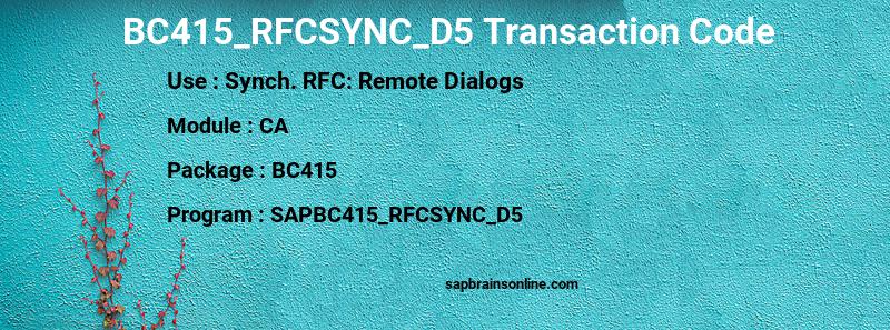 SAP BC415_RFCSYNC_D5 transaction code