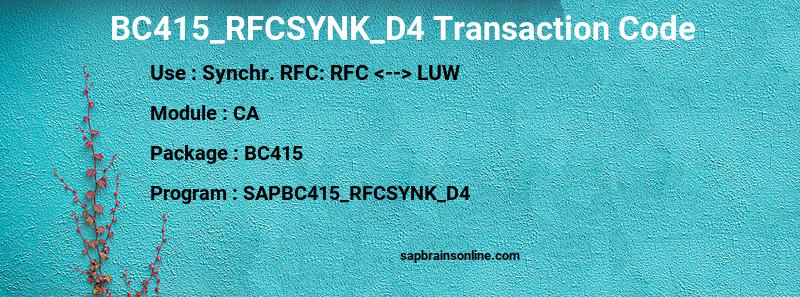 SAP BC415_RFCSYNK_D4 transaction code