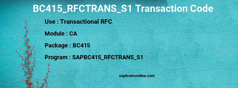 SAP BC415_RFCTRANS_S1 transaction code