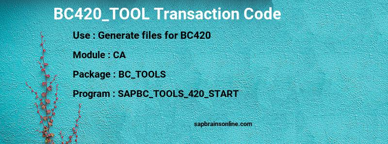 SAP BC420_TOOL transaction code