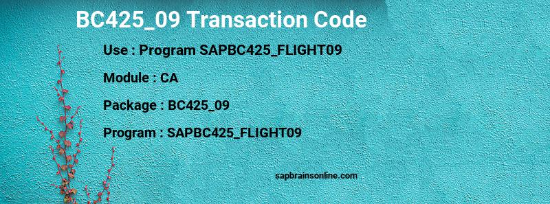 SAP BC425_09 transaction code