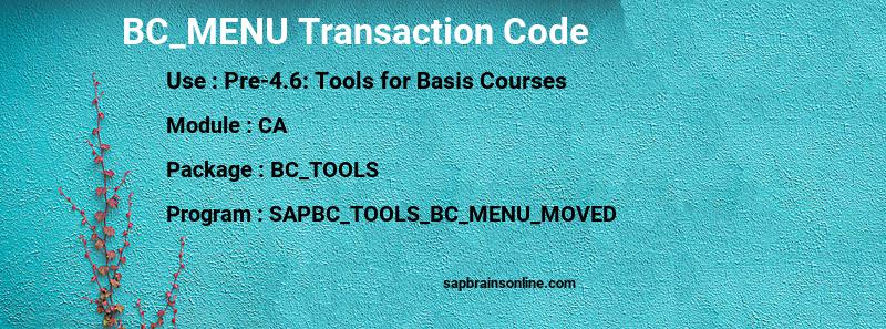 SAP BC_MENU transaction code