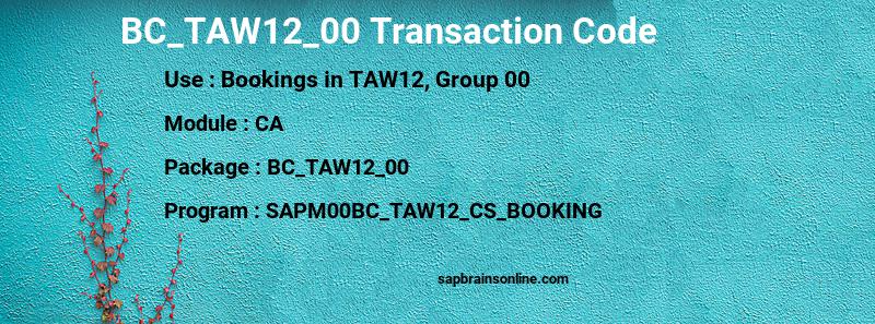SAP BC_TAW12_00 transaction code