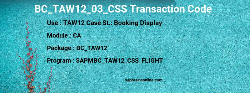 SAP BC_TAW12_03_CSS transaction code
