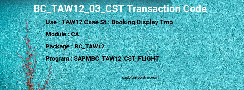 SAP BC_TAW12_03_CST transaction code