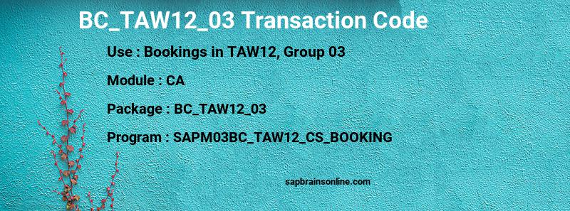 SAP BC_TAW12_03 transaction code