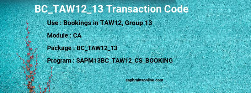 SAP BC_TAW12_13 transaction code
