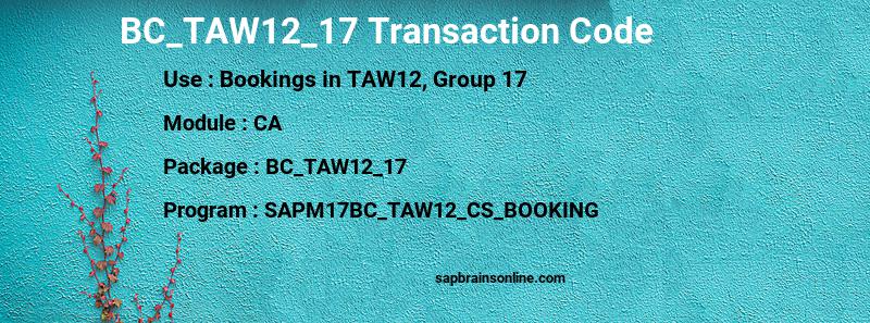 SAP BC_TAW12_17 transaction code