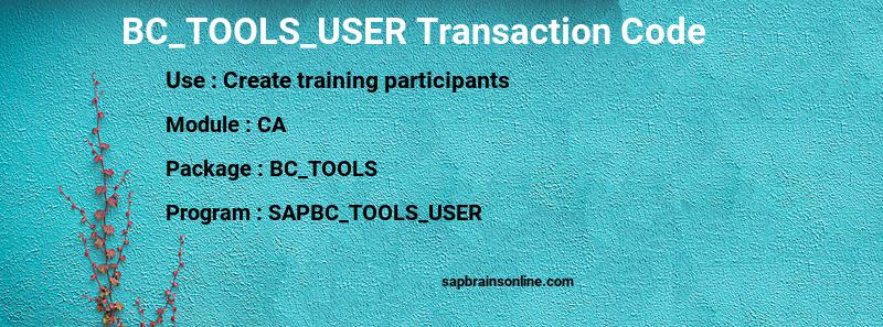 SAP BC_TOOLS_USER transaction code
