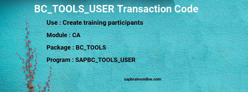 SAP BC_TOOLS_USER transaction code