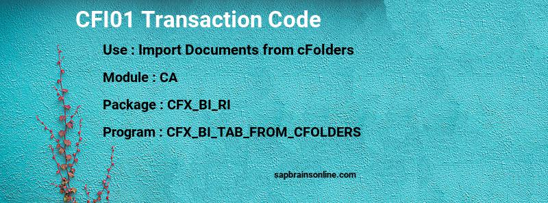 SAP CFI01 transaction code