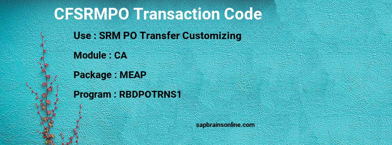 SAP CFSRMPO transaction code