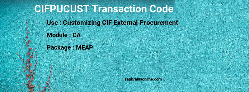SAP CIFPUCUST transaction code