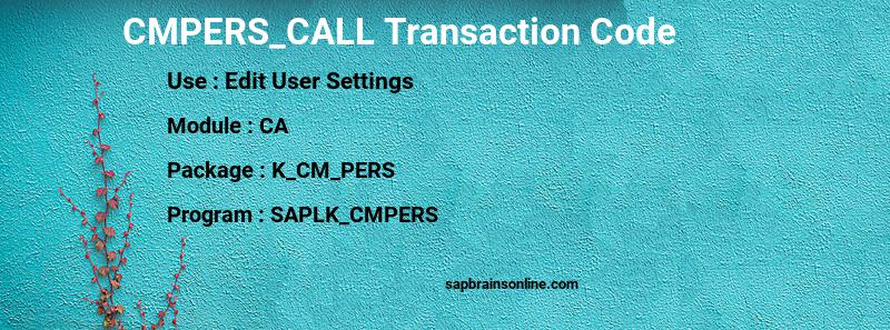 SAP CMPERS_CALL transaction code