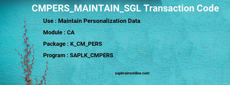 SAP CMPERS_MAINTAIN_SGL transaction code
