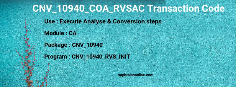 SAP CNV_10940_COA_RVSAC transaction code