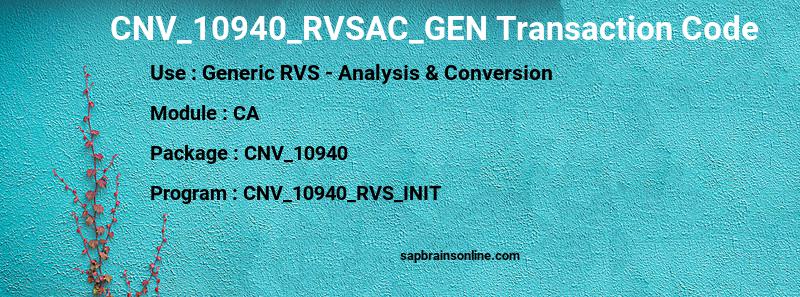 SAP CNV_10940_RVSAC_GEN transaction code