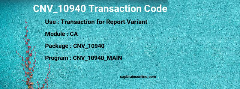 SAP CNV_10940 transaction code