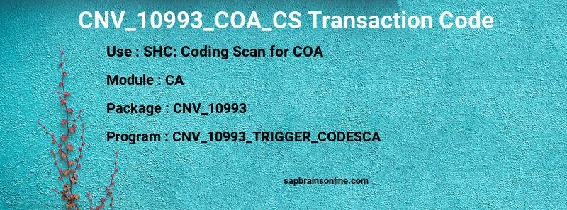 SAP CNV_10993_COA_CS transaction code