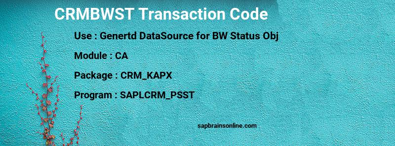 SAP CRMBWST transaction code
