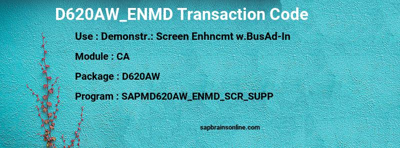 SAP D620AW_ENMD transaction code