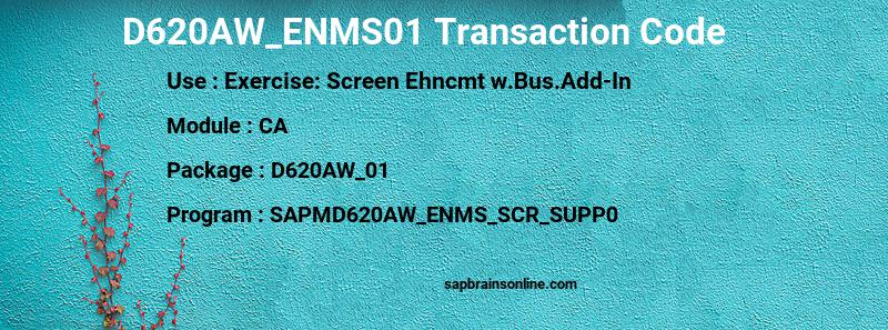 SAP D620AW_ENMS01 transaction code