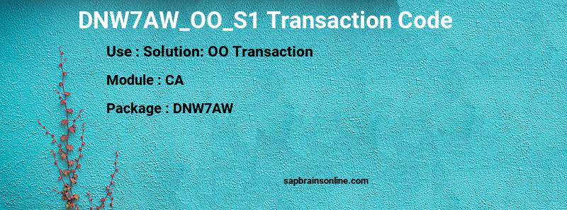 SAP DNW7AW_OO_S1 transaction code