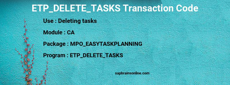 SAP ETP_DELETE_TASKS transaction code