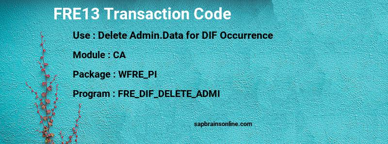 SAP FRE13 transaction code