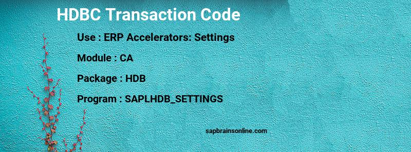 SAP HDBC transaction code