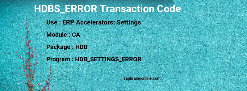 SAP HDBS_ERROR transaction code