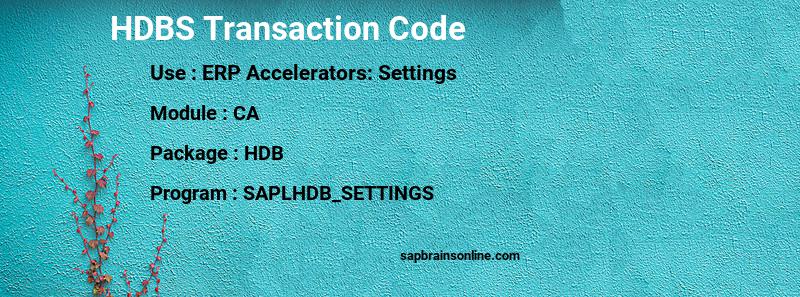 SAP HDBS transaction code