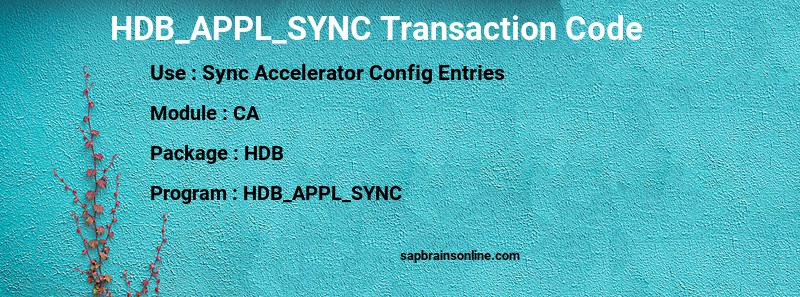 SAP HDB_APPL_SYNC transaction code
