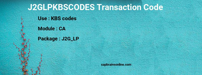 SAP J2GLPKBSCODES transaction code