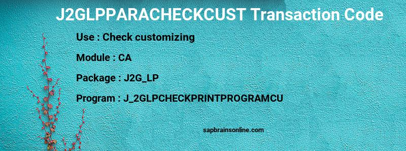 SAP J2GLPPARACHECKCUST transaction code
