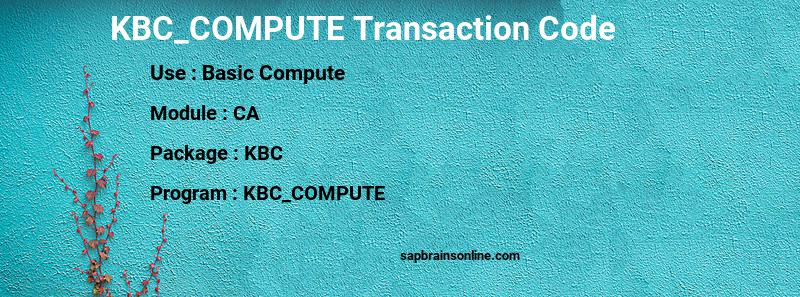 SAP KBC_COMPUTE transaction code