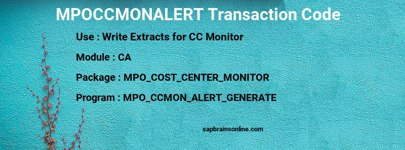 SAP MPOCCMONALERT transaction code